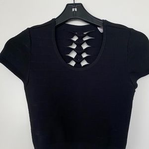 Parker women's black top with braided back, size M